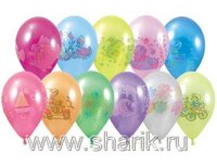 1103-0010 Шар 12" металлик с рисунком ассорти	