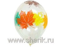 1103-0886 Шелкография кристалл 14" Лист Клен 5цв	