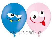 1103-1212 Шар с рисунком 14" Улыбка 3цв	