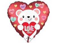  1202-3782 А 18" ILY Мишка белый Love you сатин S40 