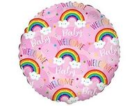  1202-3856 Ф 18" WELCOME BABY Радуги на розовом 