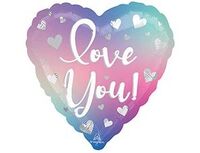  1202-3684 А 18" ILY Сердца Silver Омбре нежное S40 