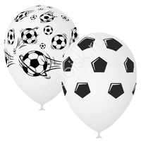 M 12"/30см Пастель WHITE (шелк) 5 ст. рис Футбол 25шт
