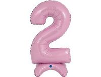 1207-4277 Г ЦИФРА 2 25" Pastel Pink на подставке	