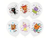 1103-3045 Шар 12" Три Кота Играем вместе белый