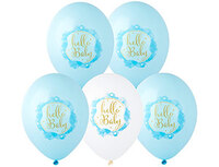 1103-3046 Шар с рисунком 14" Hello Baby Boy 2цв2ст