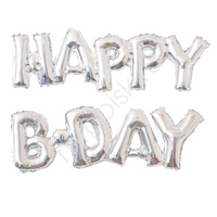 Y Фигура 89 буквы HAPPY B-DAY SILVER 59см Х 90см