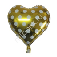 Y Сердце 44 GOLD Горошек белый 18"/45см