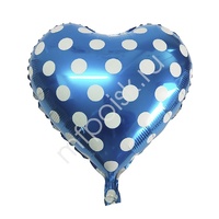 Y Сердце 46 BLUE Горошек белый 18"/45см