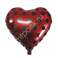 Y Сердце 47 Red Горошек черный 18"/45см
