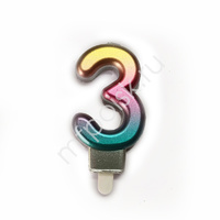 Свеча 7см Цифра Радужная 3