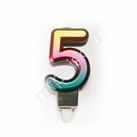 Свеча 7см Цифра Радужная 5