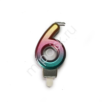 Свеча 7см Цифра Радужная 6