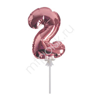 Y Шар самодув Цифра 2 Rose Gold 18см