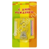 Y Набор свечей 4шт с мигающим держателем 7см Цифра 3