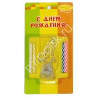 Y Набор свечей 4шт с мигающим держателем 7см Цифра 4