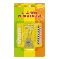 Y Набор свечей 4шт с мигающим держателем 7см Цифра 7
