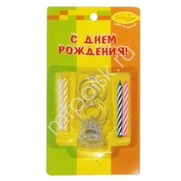 Y Набор свечей 4шт с мигающим держателем 7см Цифра 8
