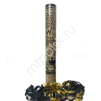 30 см Пневмохлопушка Wild Party, black&gold серпантин