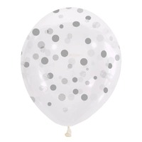 Воздушные шары рис. Конфетти серебряные 25шт 12"/30см