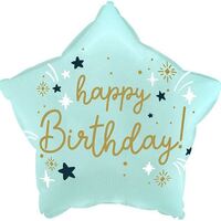 Звезда HappBirthday, голубая 18"/45см